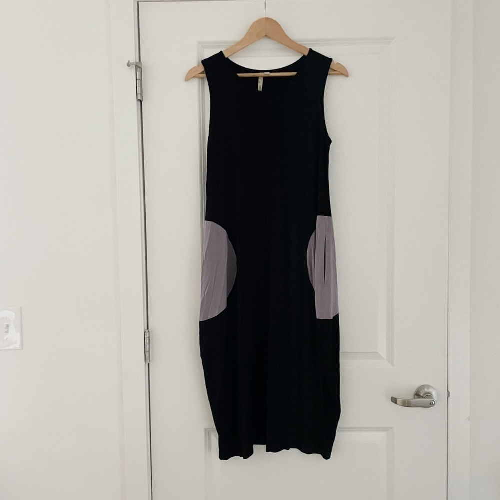Comfy USA Lagenlook Modal Abstract Print Midi Dress